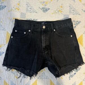 GAP Black Jean Shorts Two-Tone Distressed Design